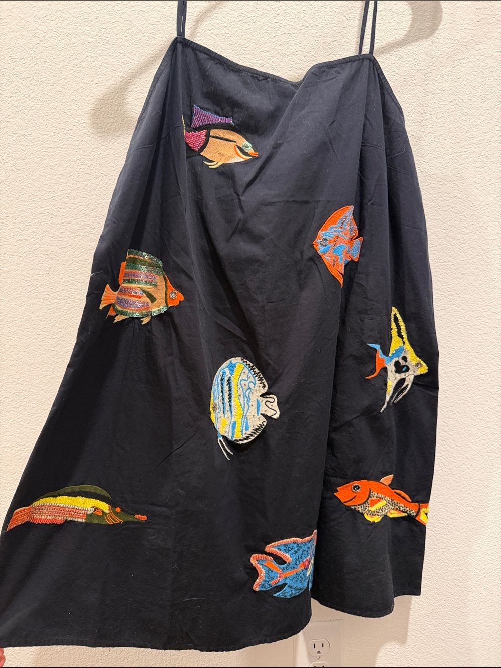 Black Fish-Embroidered Anthropologie Dress - NWT